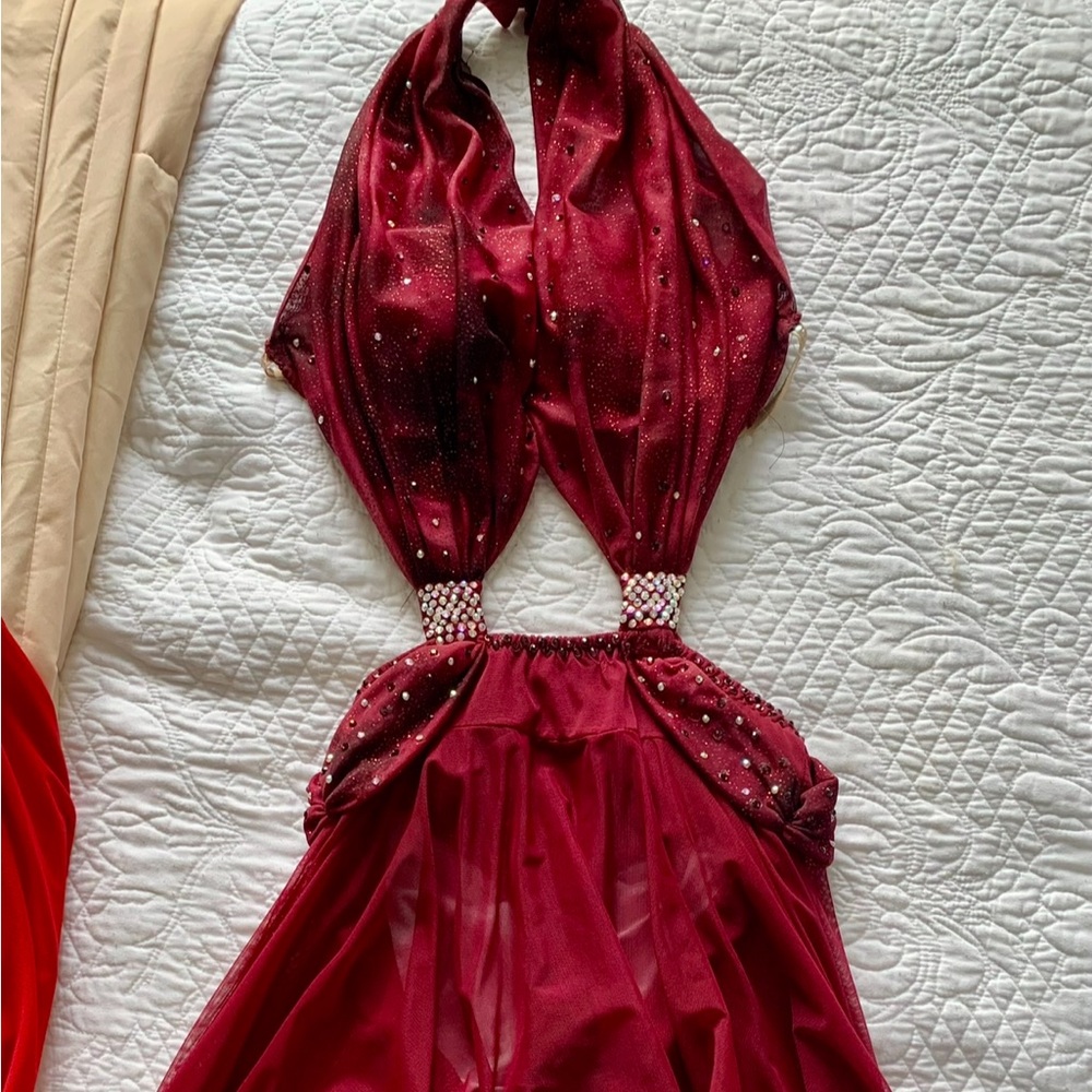 Custom Burgundy Dance Solo Costume
